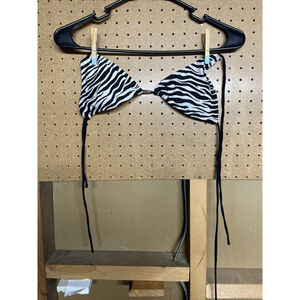 Guess Zebra Stripe Padded Swimsuit Bikini Top Size Medium